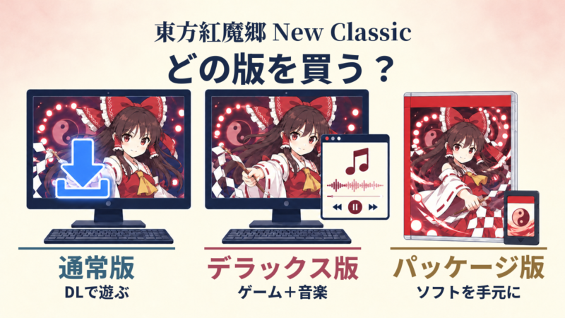 通常版・デラックス版・パッケージ版の購入形態を比べる説明イラスト